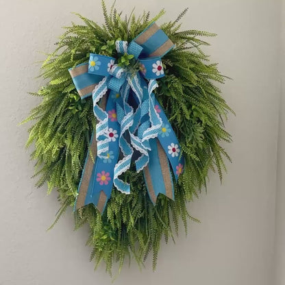 Beaded grass wreath for front door, Year round front door decor, Spring Easter decorations, Rustic farmhouse wreath, Spring home decor Ideas