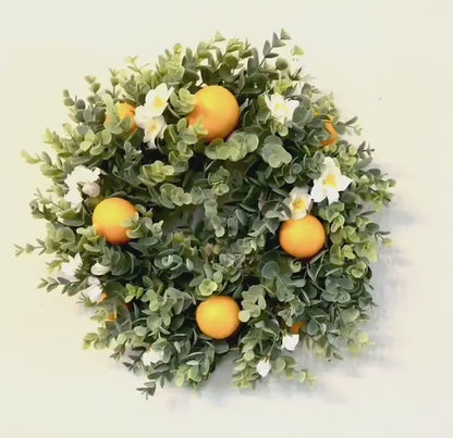 Lemon and Orange Citrus or Lamb’s Ear Cabinet Wreath Farmhouse Kitchen Décor or Candle Ring Home Decorations