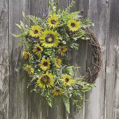 Sunflower Grapevine Wreath for Front Door Decor Handcrafted  Home Decor Fall Harvest Rustic Decor Summer Spring Indoor Outdoor Farmhouse