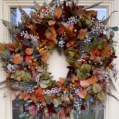 Fall Wreath for Front Door | Rustic Autumn Grapevine Wreath with Berries | Thanksgiving Door Decor | Autumn Decorations