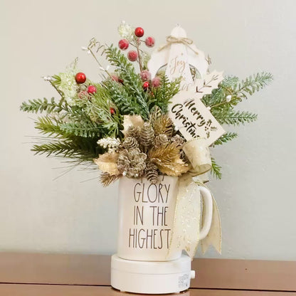 Glory in the Highest” Christmas Mug Arrangement — Faith-Filled Teacher & Secret Santa Gift (Reusable Mug)