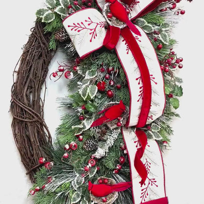 Cardinal Rustic Christmas Wreath Decor for Front Door Office Holiday Decorations Christmas Cardinal Decor Gifts Traditional Christmas Colors
