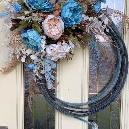 Turquoise Cowgirl Lariat Rope Wreath | Western Front Door & Ranch Home Floral Décor
