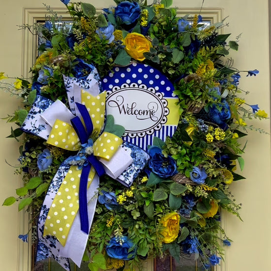 Summer Welcome Deco Mesh Wreath for Front Door